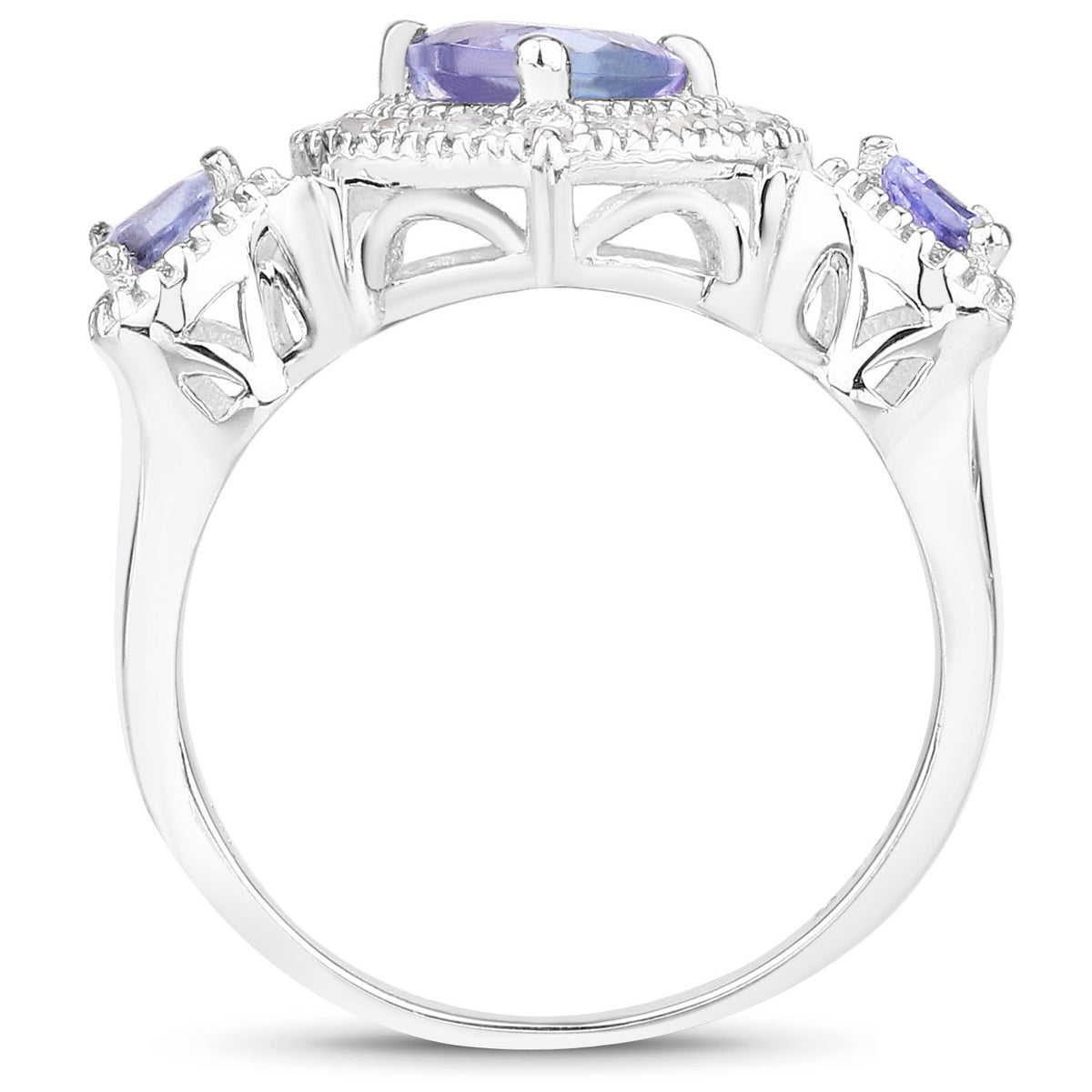 Tanzanite Ring With Diamonds 1.04 Carats Sterling Silver