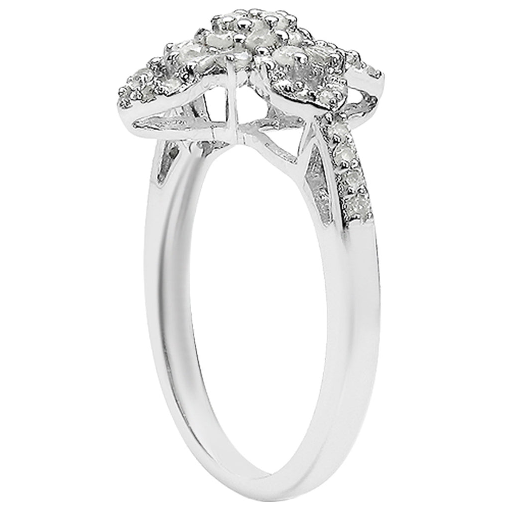 Multicolor Diamond Flower Ring 0.52 Carats Sterling Silver