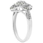 Multicolor Diamond Flower Ring 0.52 Carats Sterling Silver