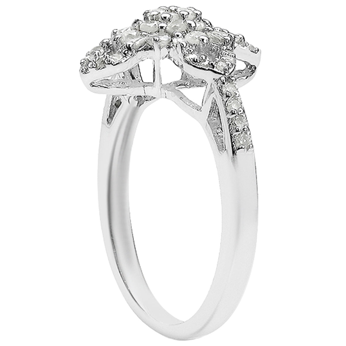 Multicolor Diamond Flower Ring 0.52 Carats Sterling Silver