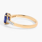 Blue Sapphire Ring With Diamonds 1.18 Carats 18K Yellow Gold