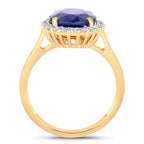 Blue Sapphire Ring With Diamonds 4.6 Carats 14K Yellow Gold