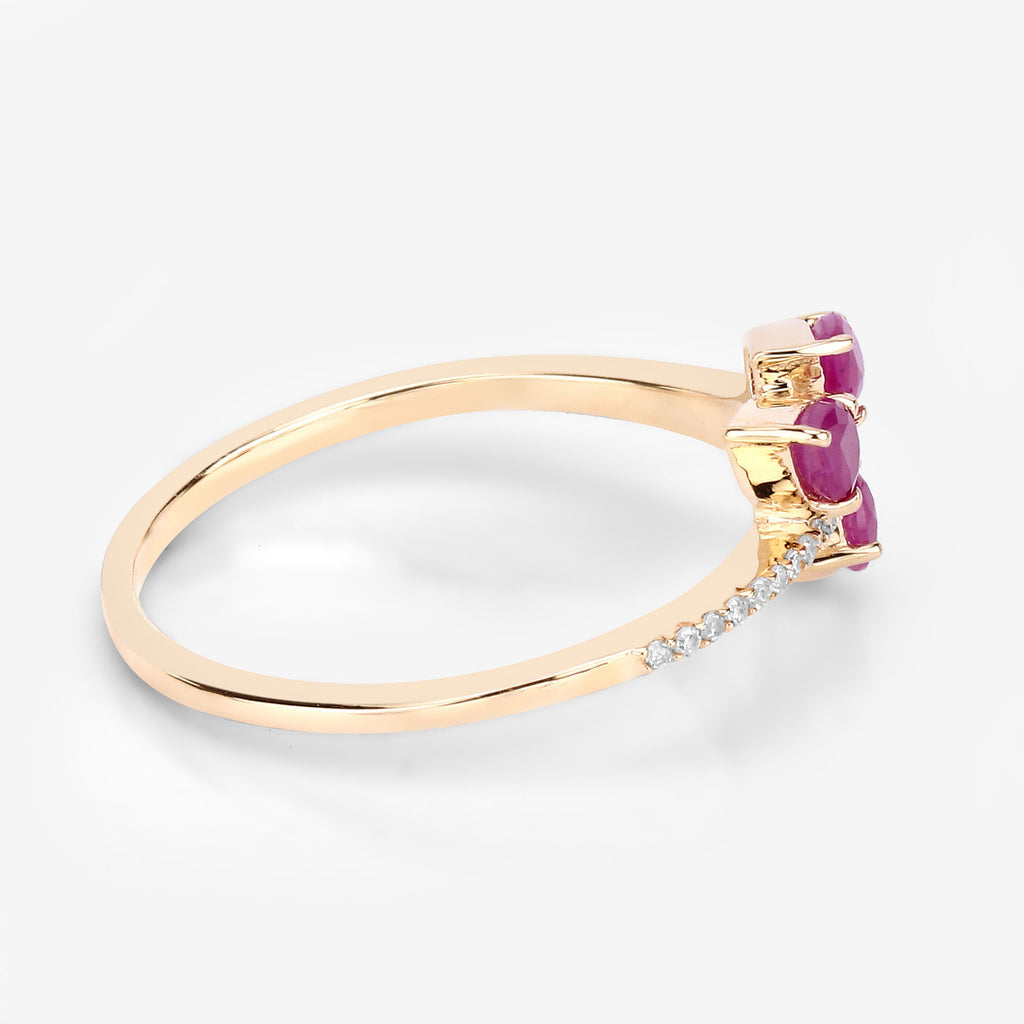 Ruby Ring With Diamonds 0.64 Carats 14K Yellow Gold