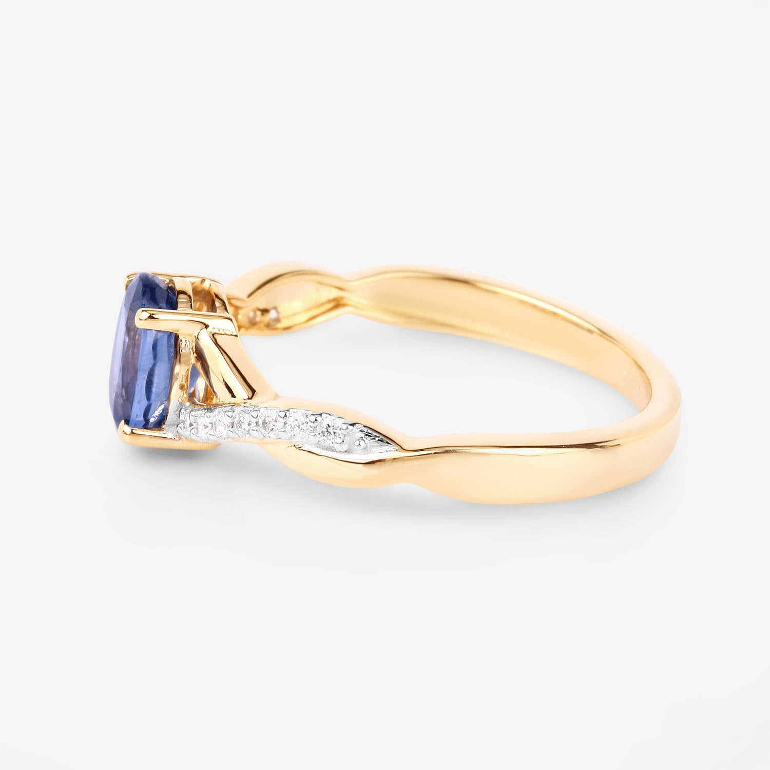 Blue Sapphire Ring With Diamonds 1.02 Carats 14K Yellow Gold