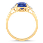 Blue Sapphire Ring With Diamonds 2.4 Carats 18K Yellow Gold