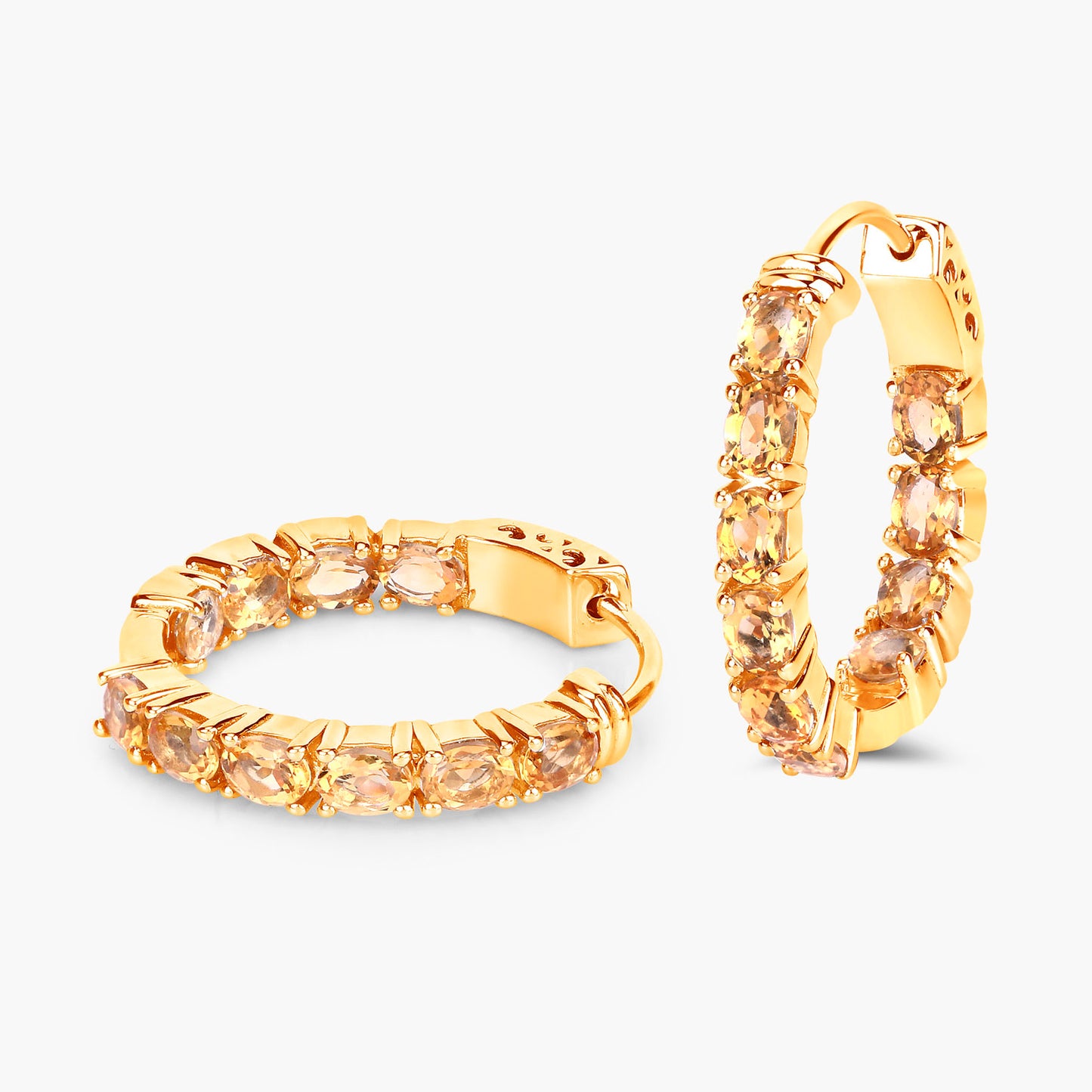 Citrine Earrings 3.18 Carats Gold Plated Silver