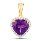 Amethyst Pendant With White Topaz 4.74 Carats Gold Plated Silver