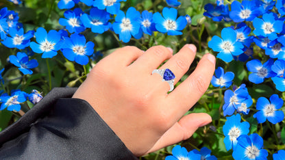 Tanzanite Ring With Diamonds 2.48 Carats 14K White Gold