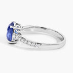Blue Sapphire Ring With Diamonds 2.6 Carats 18K White Gold