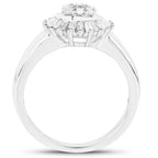 Diamond Flower Ring 0.7 Carats Sterling Silver