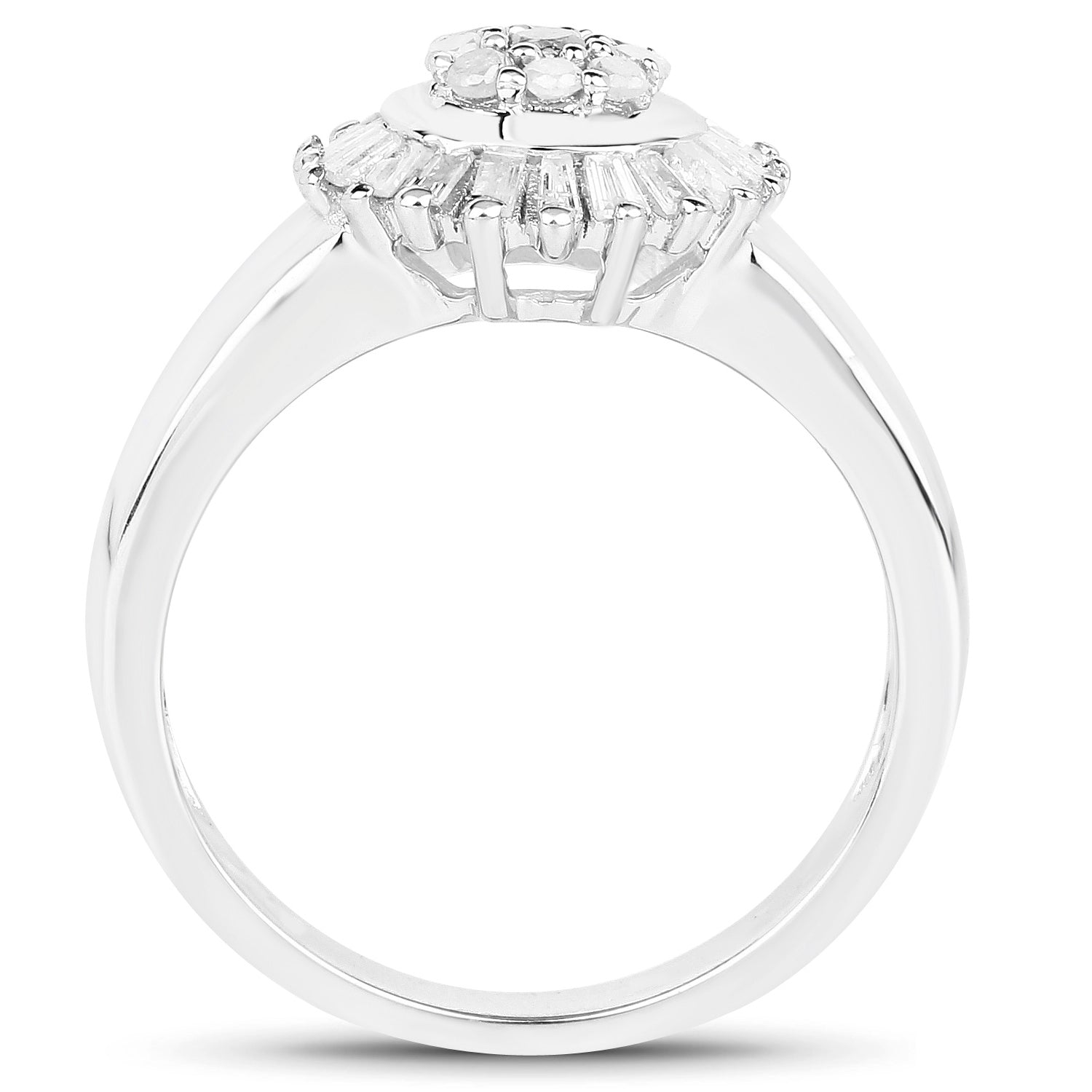 Diamond Flower Ring 0.7 Carats Sterling Silver