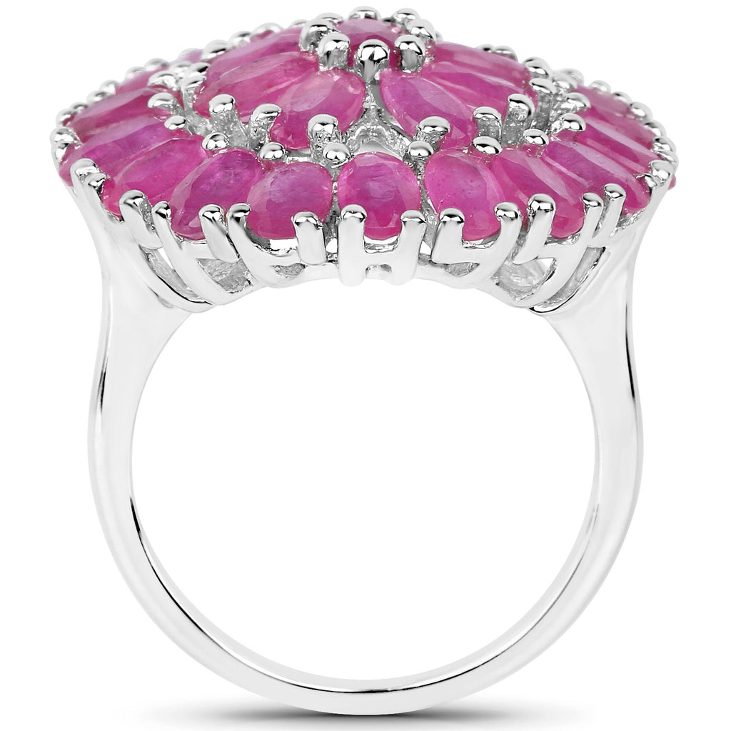 Ruby Flower Ring 8.08 Carats Sterling Silver