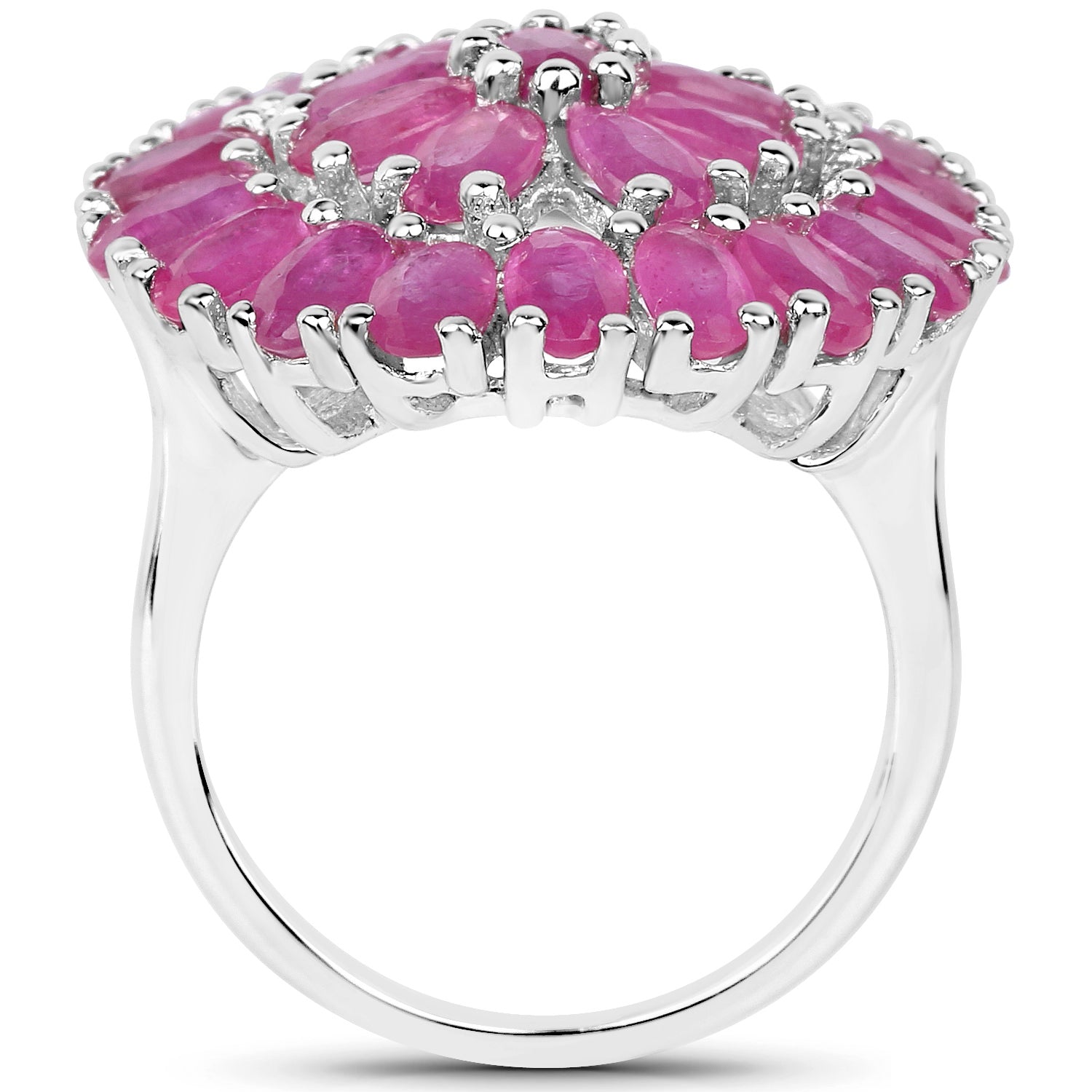 Ruby Flower Ring 8.08 Carats Sterling Silver