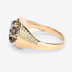 Black Diamond Ring 0.9 Carats Gold Plated Silver