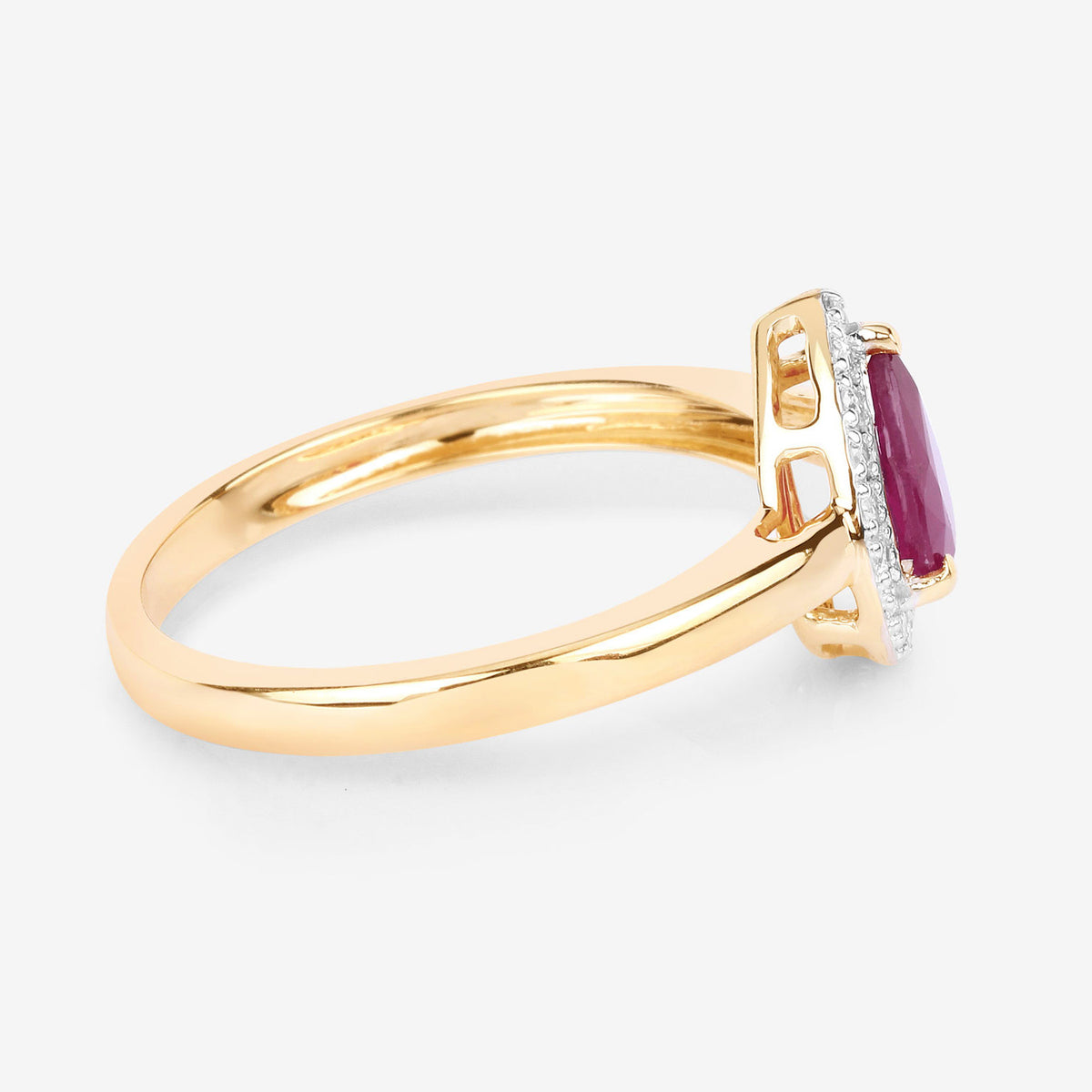 Ruby Ring With Diamonds 0.98 Carats 14K Yellow Gold