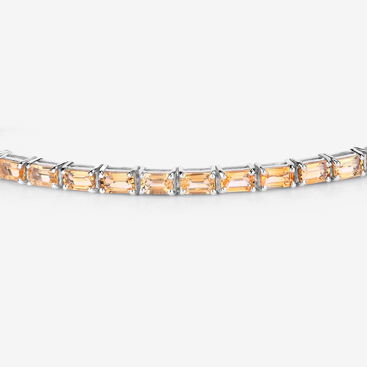 Citrine Tennis Bracelet 12.7 Carats Rhodium Plated Sterling Silver