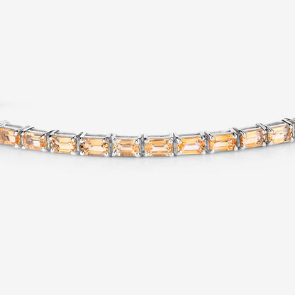 Citrine Tennis Bracelet 12.7 Carats Rhodium Plated Sterling Silver