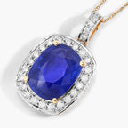 Blue Sapphire Pendant With Diamonds 3.98 Carats 18K Yellow Gold