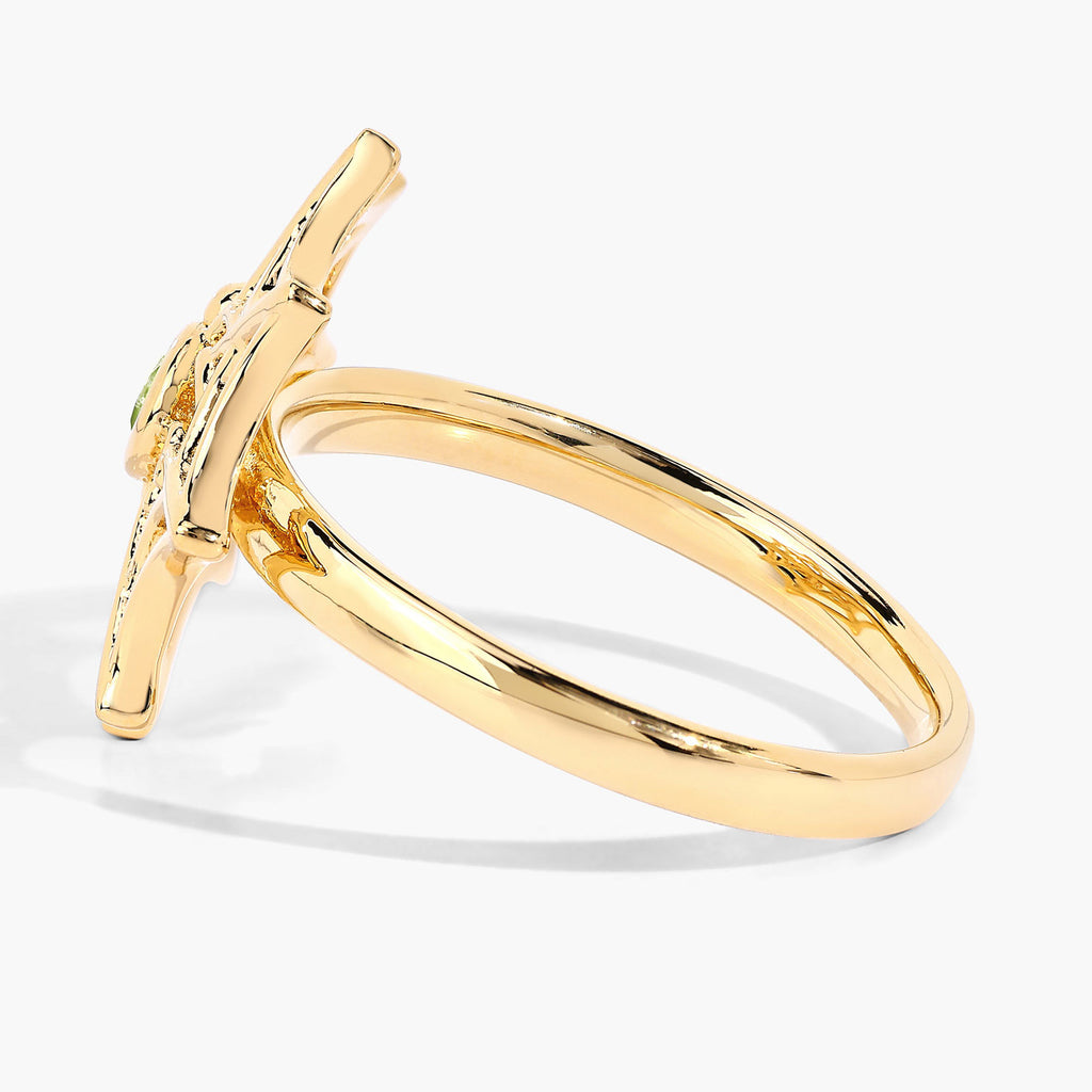 Peridot Spider Web Ring 0.08 Carats Gold Plated Silver
