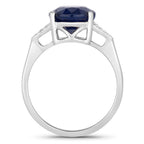 Blue Sapphire Ring With Diamonds 4.42 Carats 14K White Gold