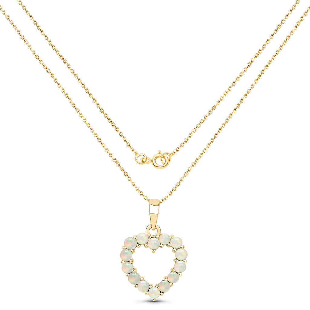 Ethiopian Opal Heart Pendant 0.4 Carats 10K Yellow Gold