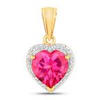 Pink Topaz Pendant With White Topaz 4.7 Carats Gold Plated Silver