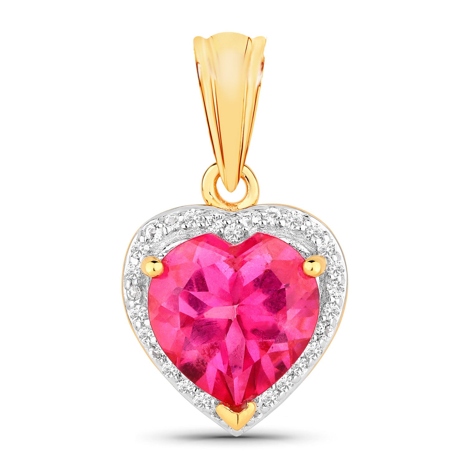 Pink Topaz Pendant With White Topaz 4.7 Carats Gold Plated Silver