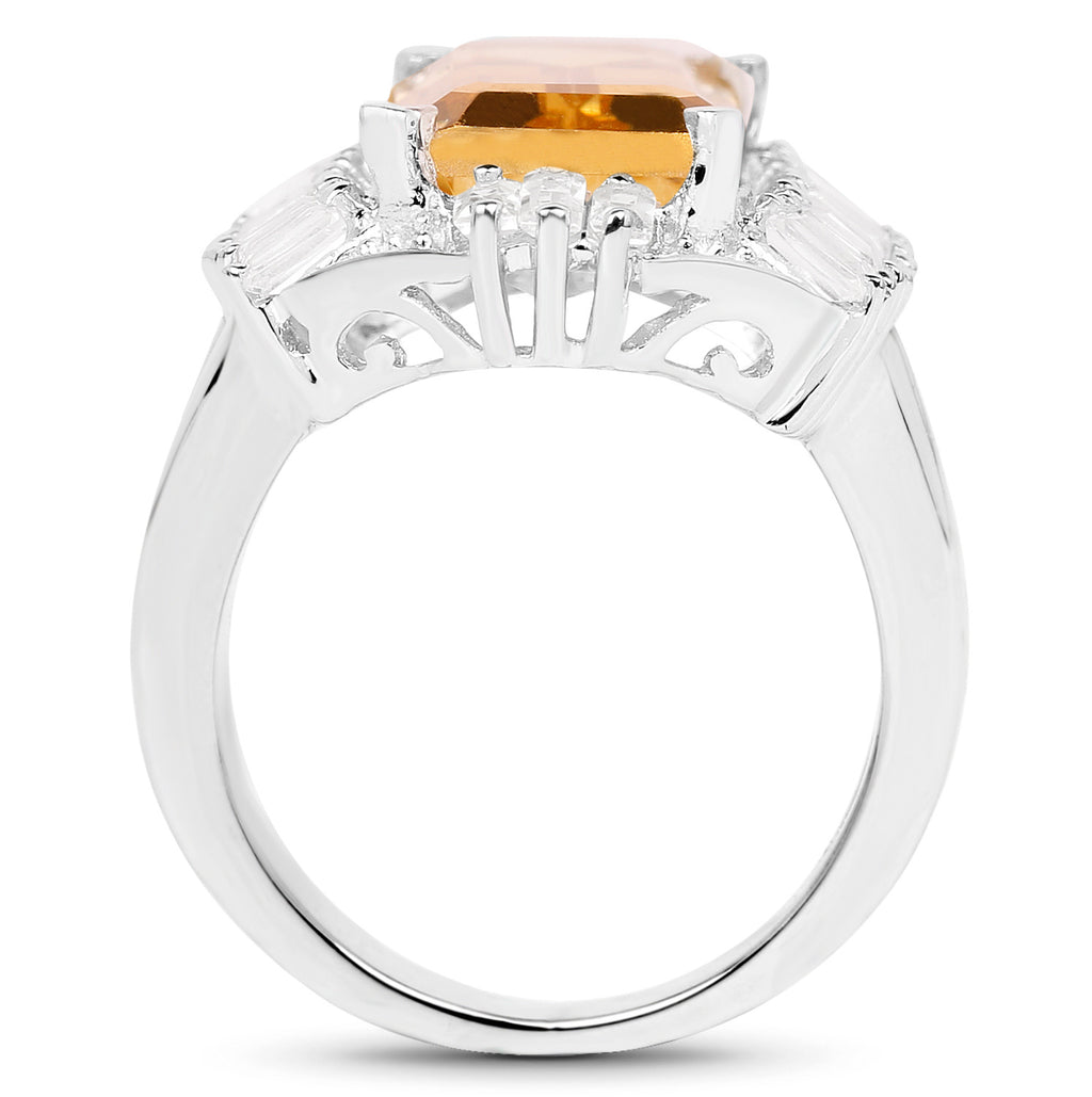 Citrine Ring With White Topaz 9.1 Carats Sterling Silver
