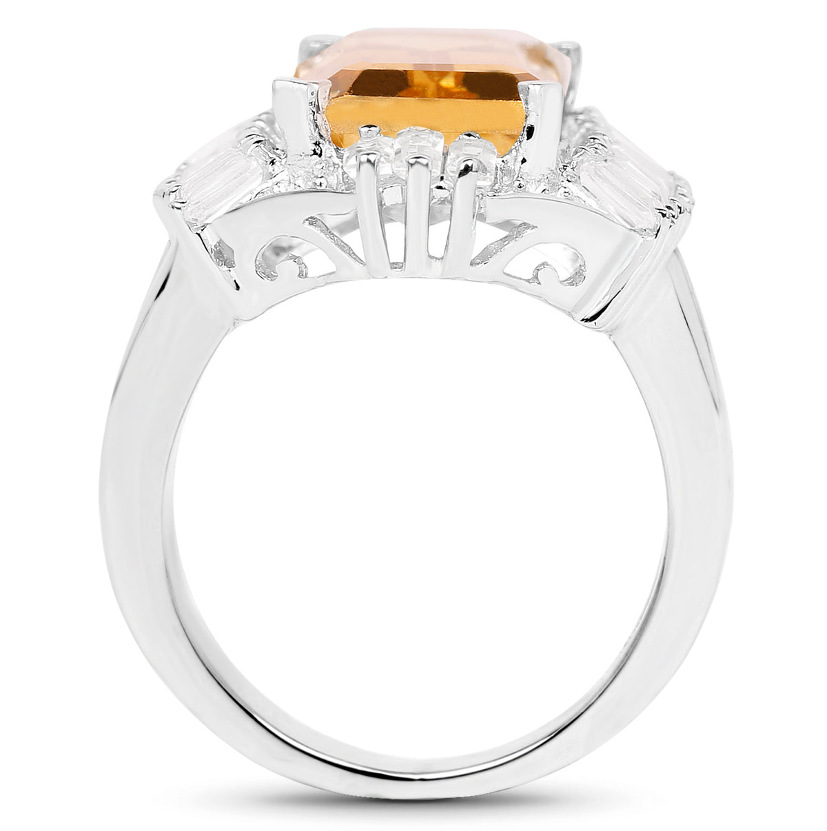 Citrine Ring With White Topaz 9.1 Carats Sterling Silver