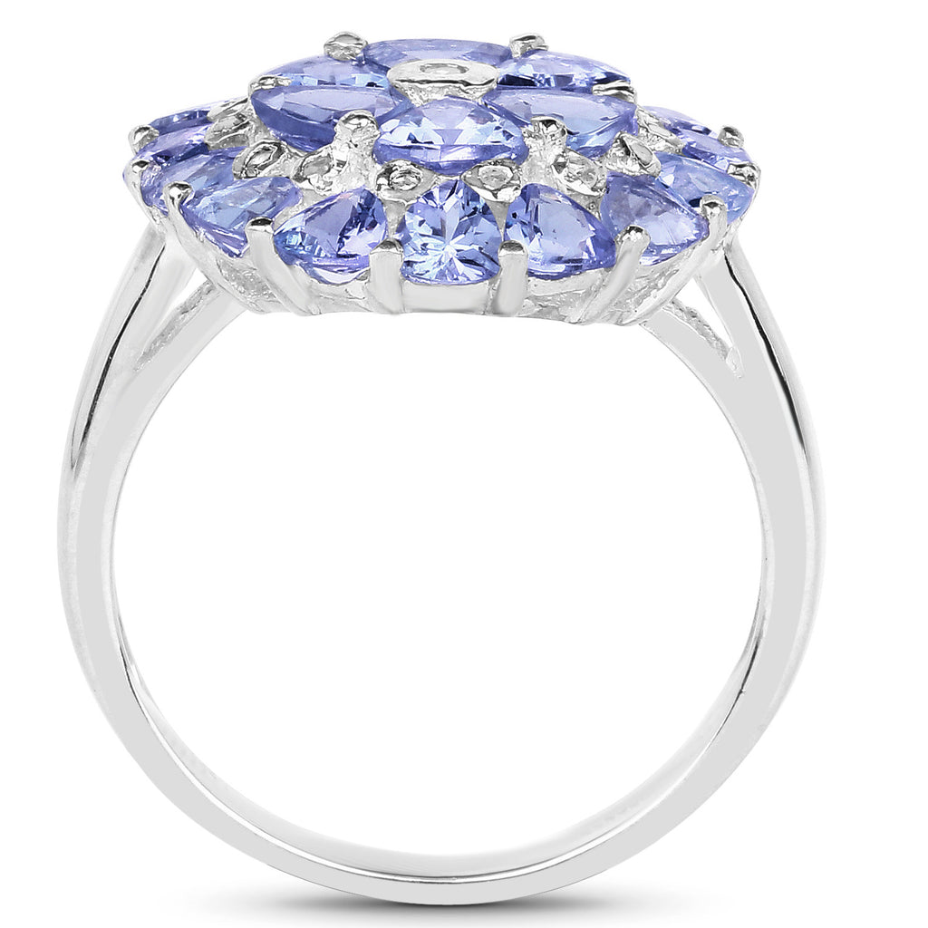 Tanzanite Ring With Diamonds 2.9 Carats Sterling Silver