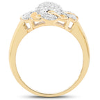Diamond Flower Ring 0.26 Carats Gold Plated Silver
