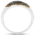 Green Diamond Ring With Yellow Diamonds 0.42 Carats Sterling Silver