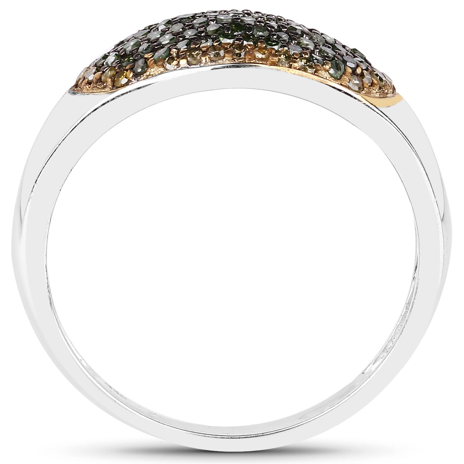 Green Diamond Ring With Yellow Diamonds 0.42 Carats Sterling Silver