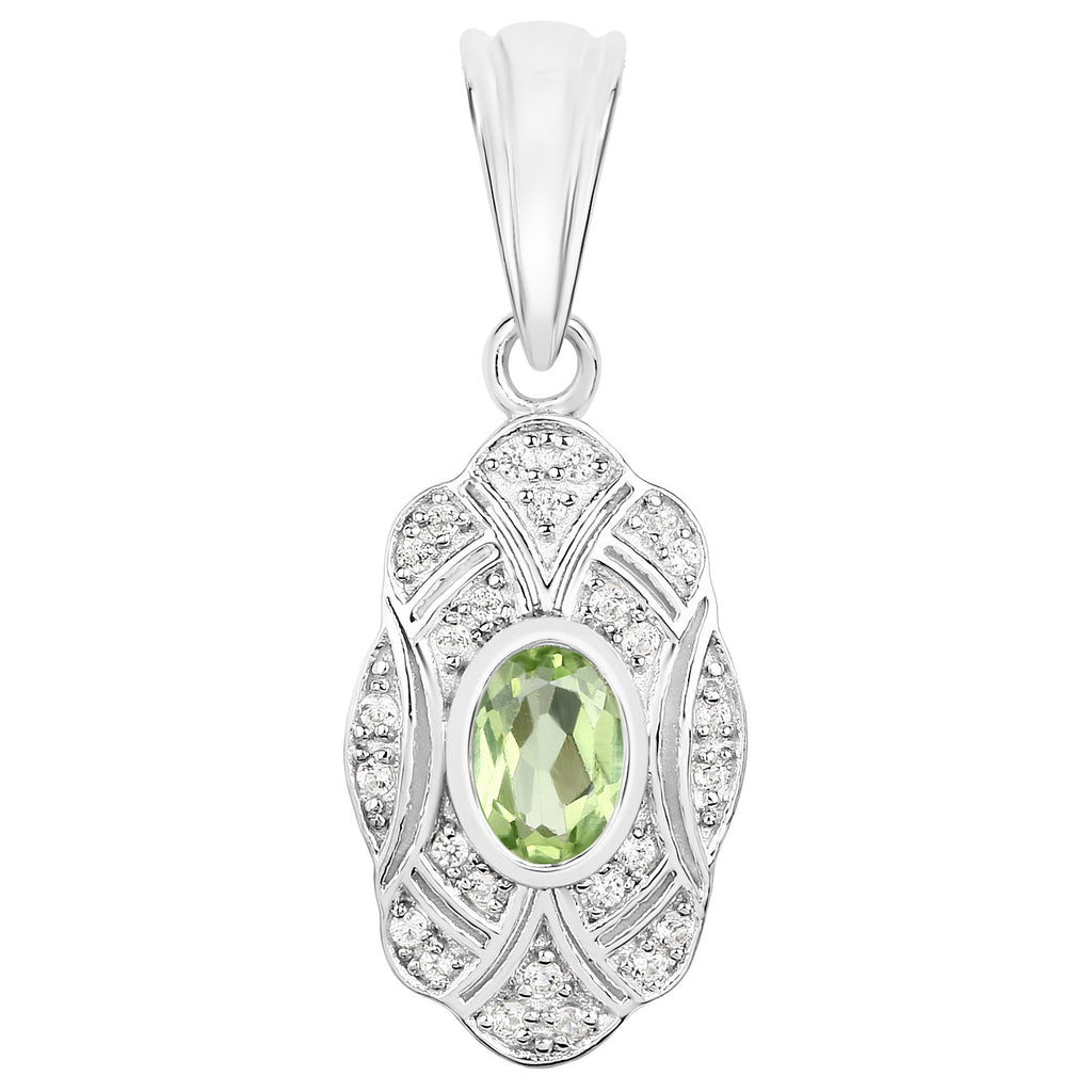 Peridot Pendant With White Topaz 0.52 Carats Sterling Silver