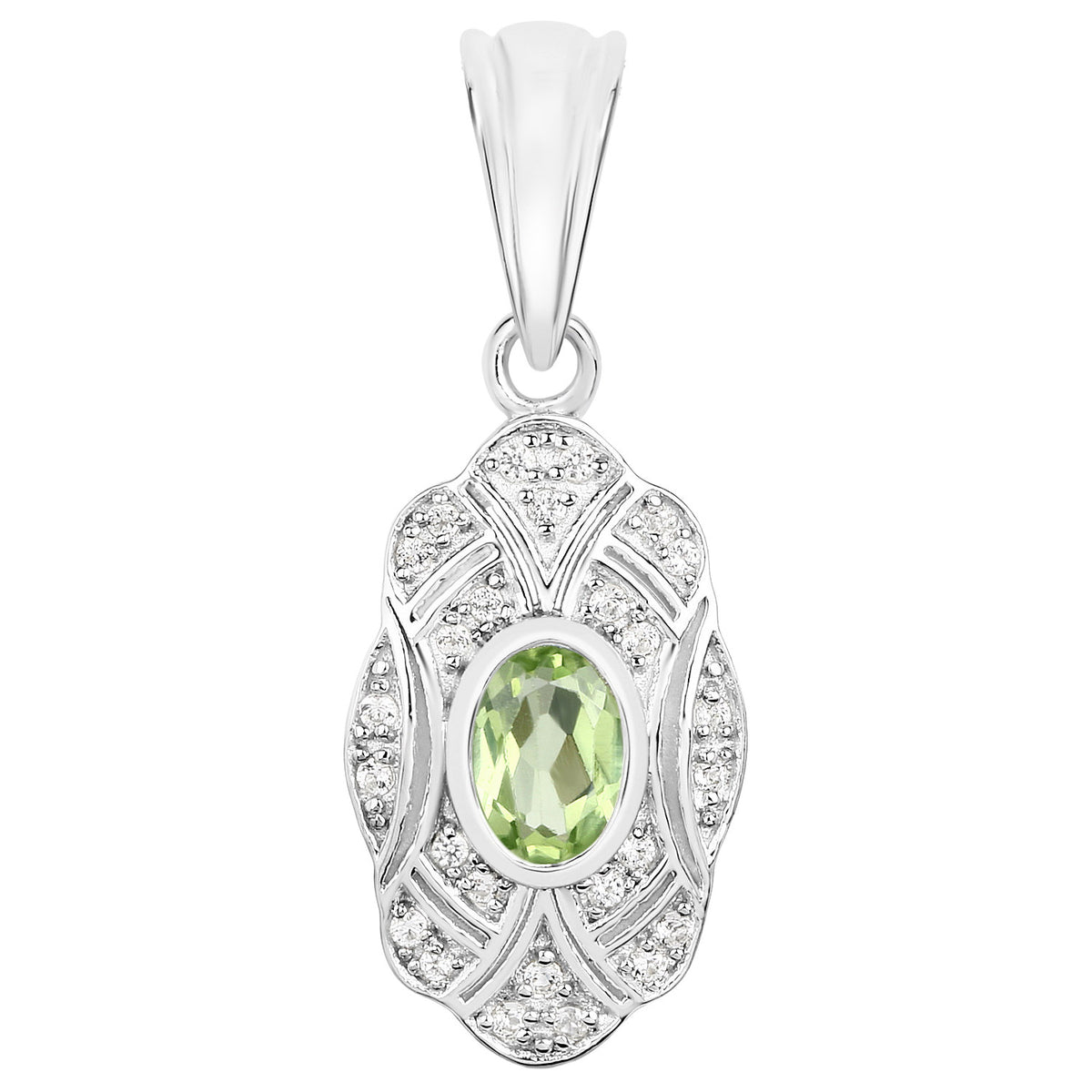 Peridot Pendant With White Topaz 0.52 Carats Sterling Silver