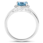London Blue Topaz Ring With White Topaz 2.36 Carats Sterling Silver
