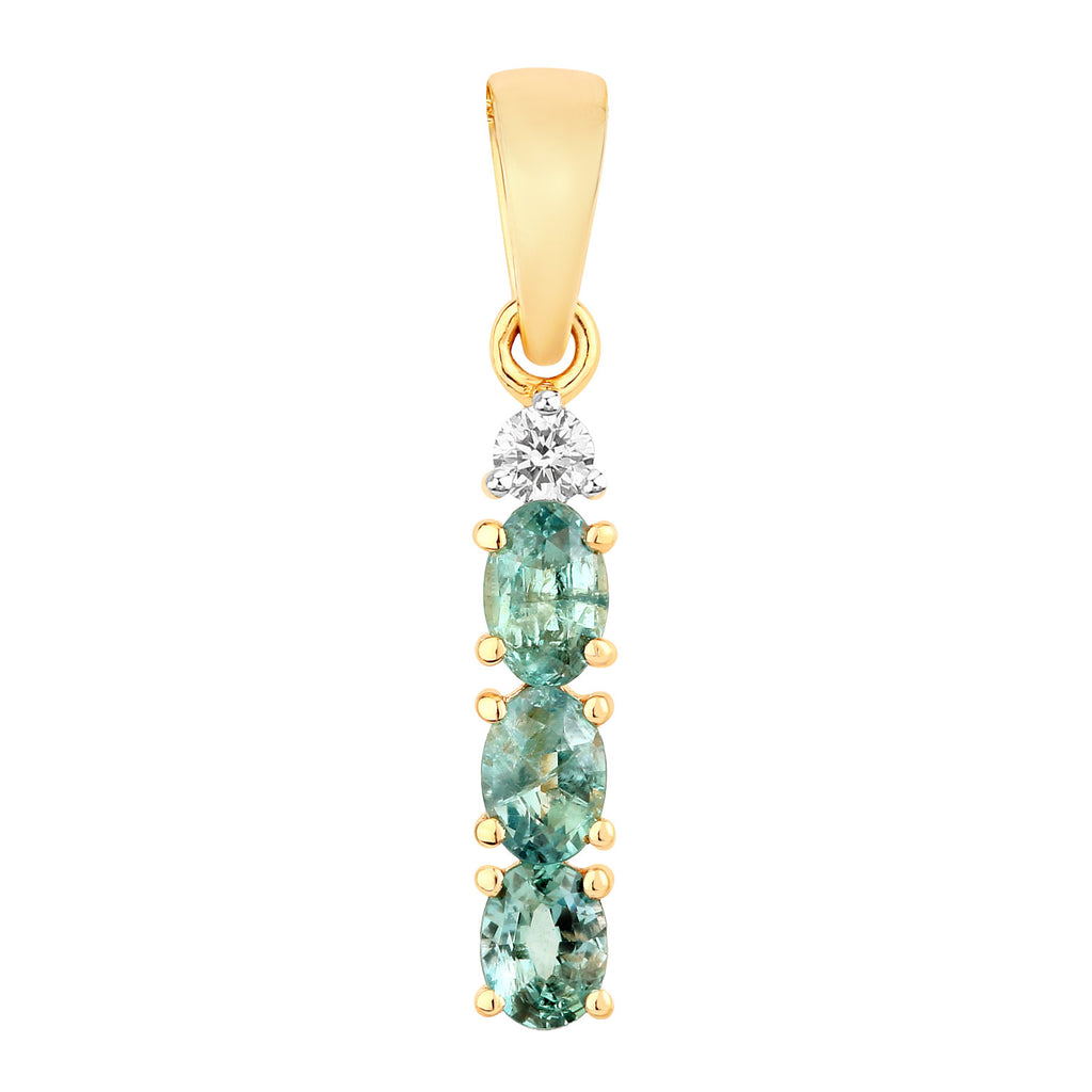 Alexandrite Pendant With Diamonds 0.4 Carats 18K Yellow Gold