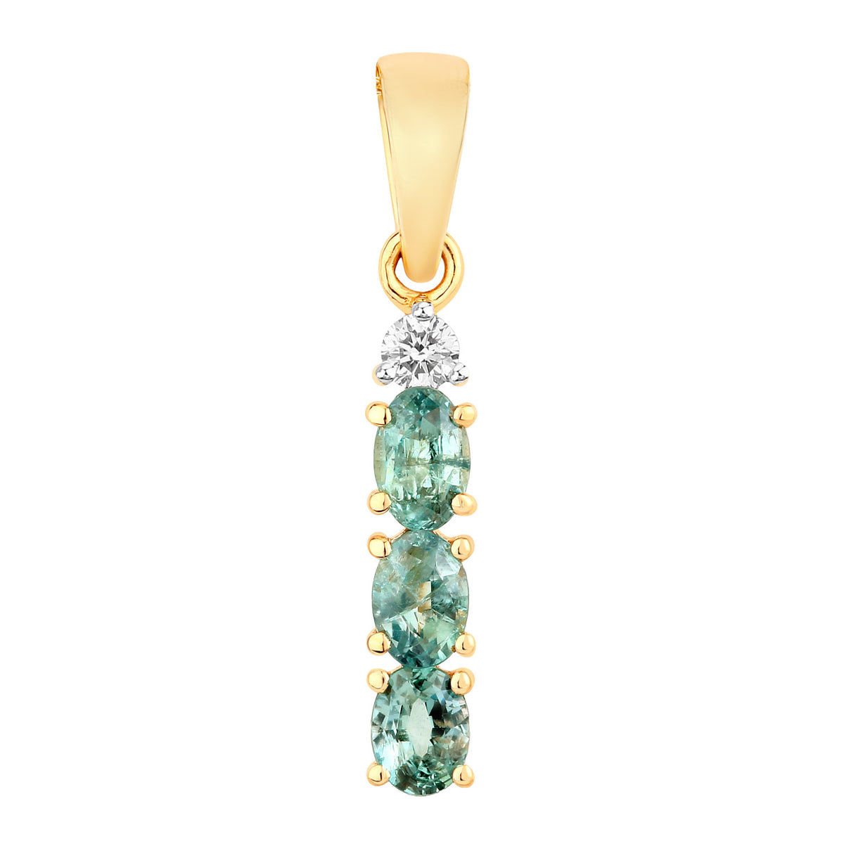 Alexandrite Pendant With Diamonds 0.4 Carats 18K Yellow Gold
