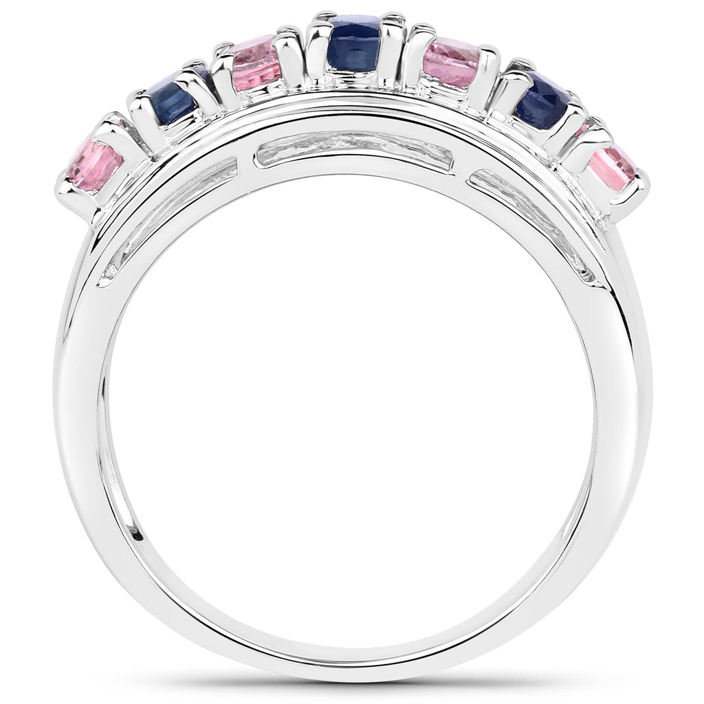 Multicolor Sapphire Ring 1.36 Carats Sterling Silver