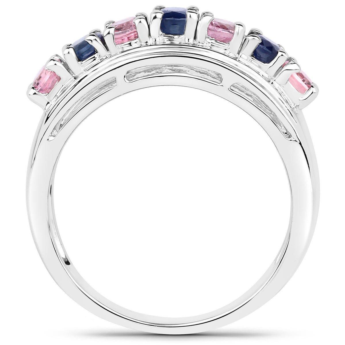 Multicolor Sapphire Ring 1.36 Carats Sterling Silver