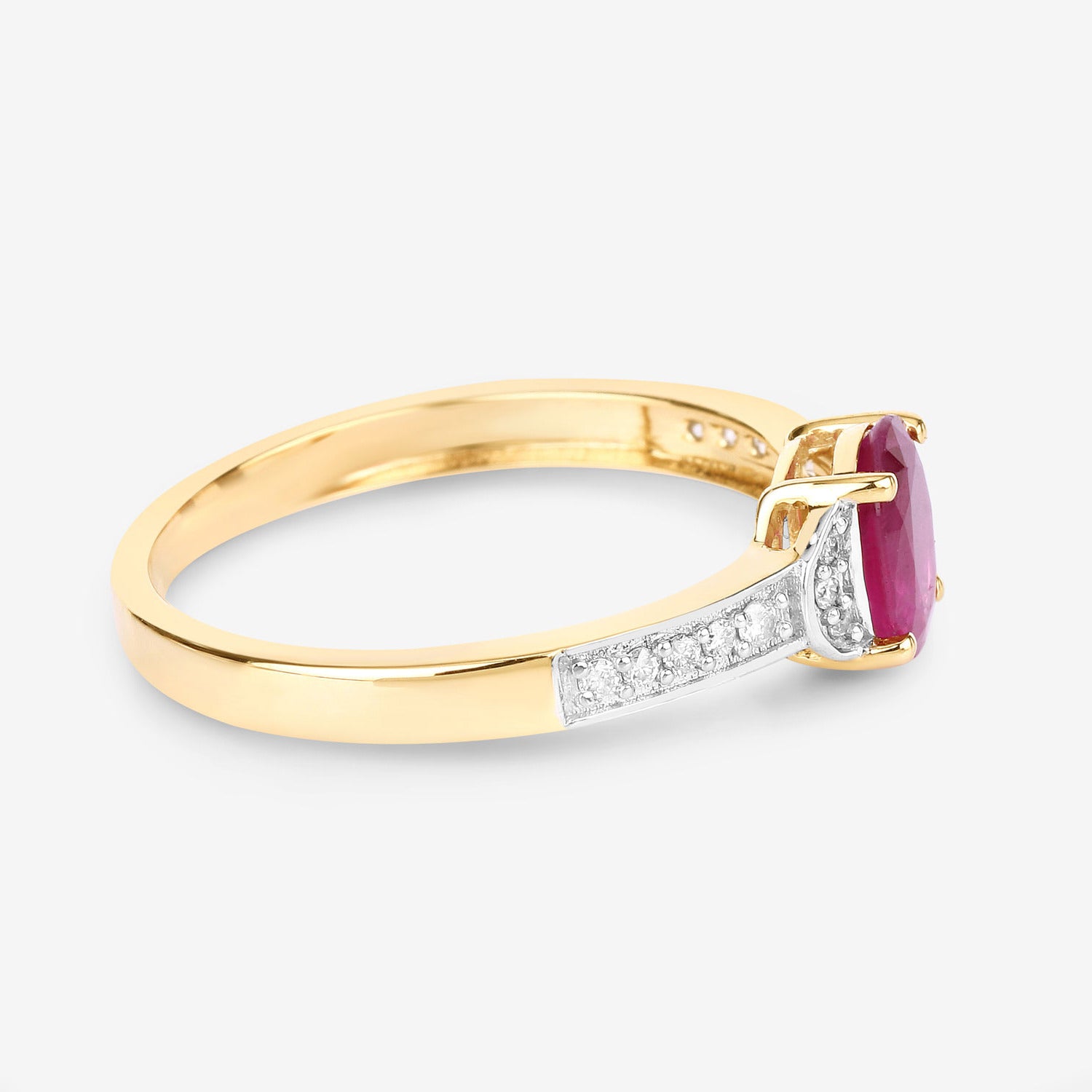 Ruby Ring With Diamonds 0.93 Carats 10K Yellow Gold