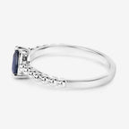 Blue Sapphire Ring 0.48 Carats 14K White Gold