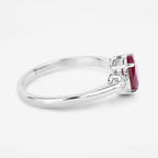 Ruby Ring With Diamonds 1.2 Carats 14K White Gold