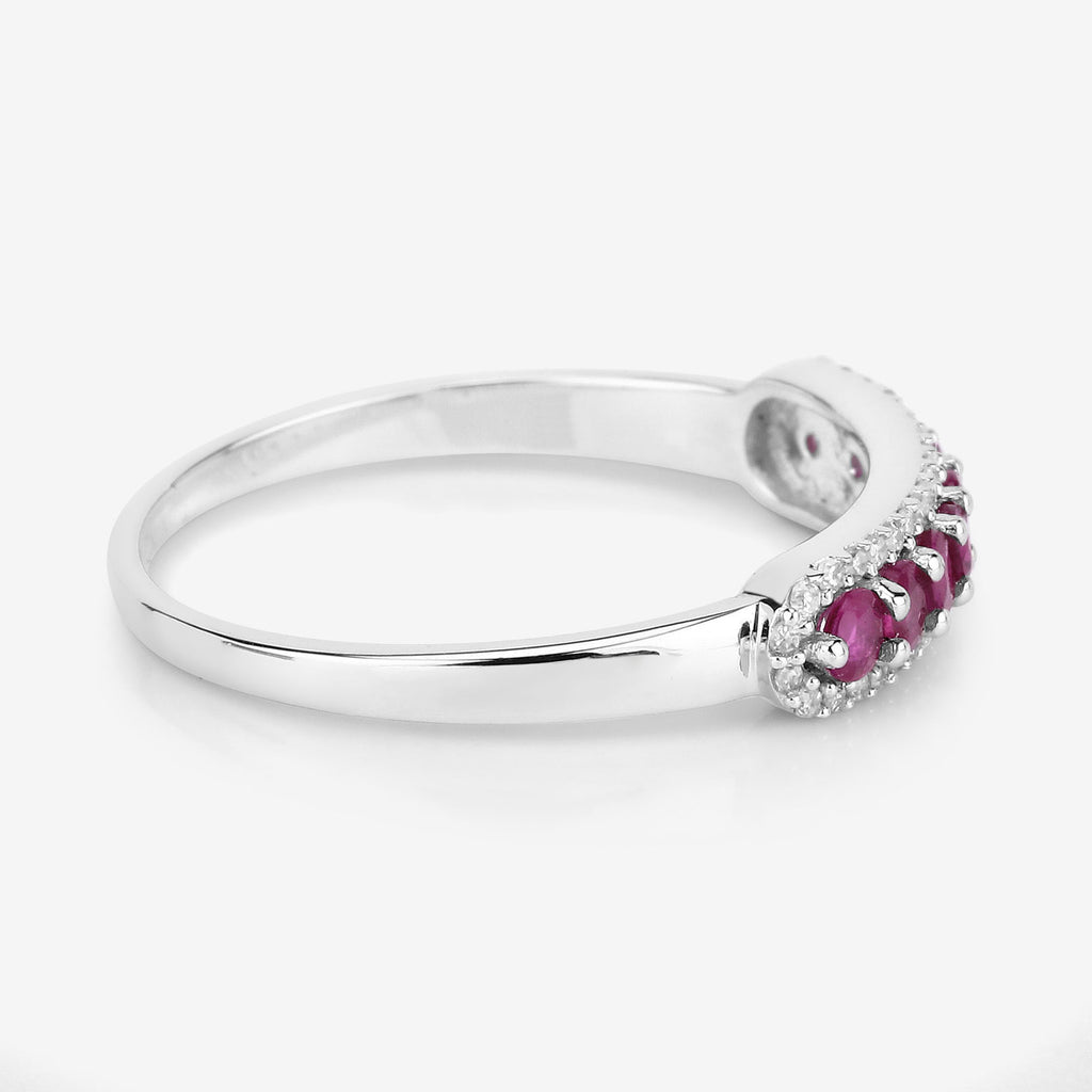 Ruby Ring With Diamonds 0.44 Carats 14K White Gold