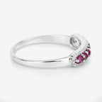 Ruby Ring With Diamonds 0.44 Carats 14K White Gold