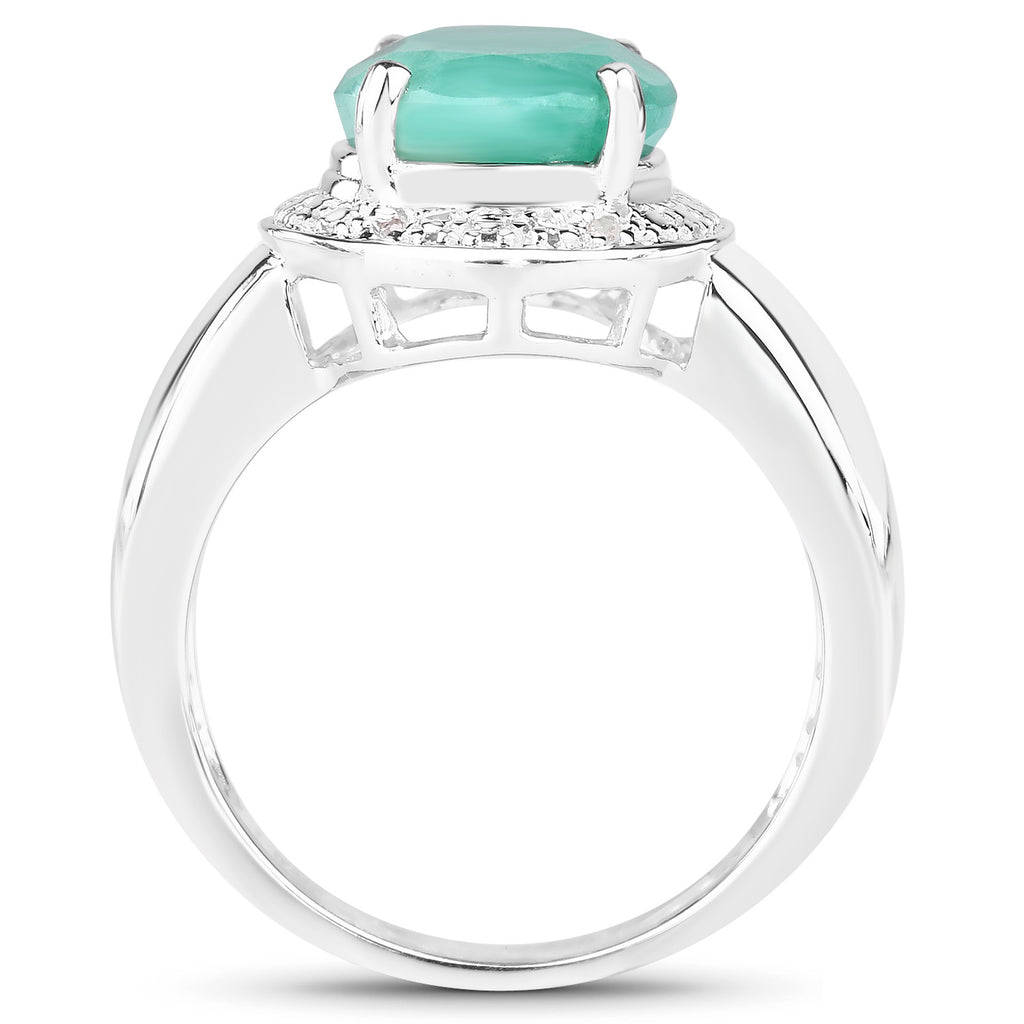 Emerald Ring With Diamonds 4.7 Carats Sterling Silver