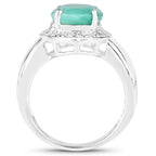 Emerald Ring With Diamonds 4.7 Carats Sterling Silver