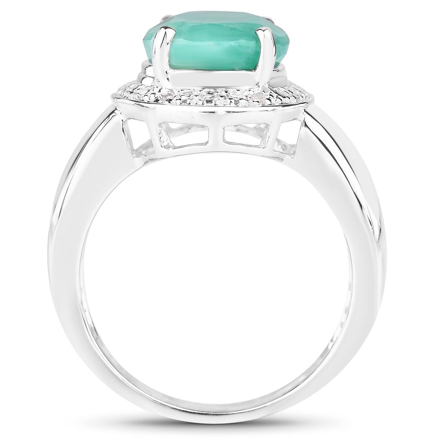 Emerald Ring With Diamonds 4.7 Carats Sterling Silver