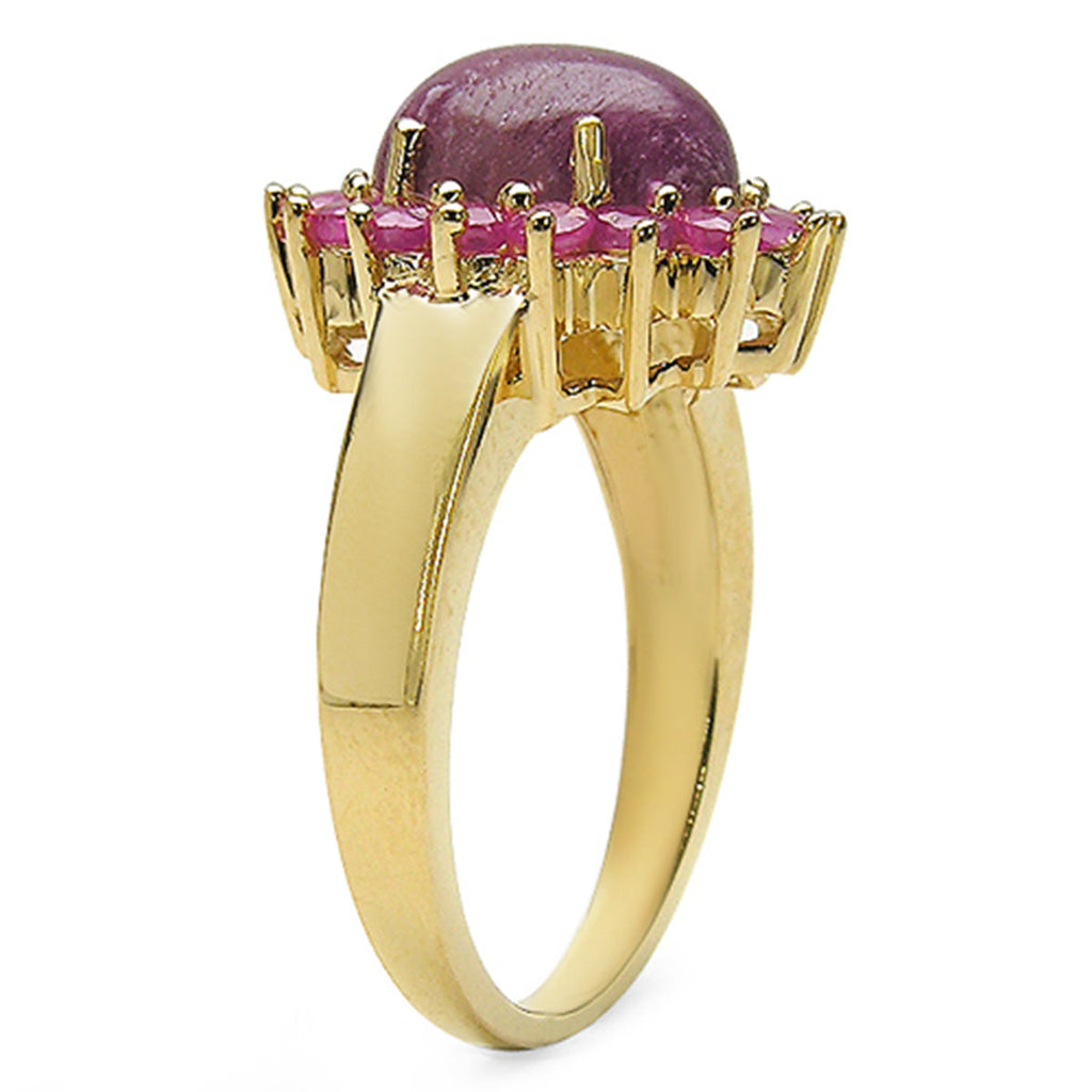 Ruby Ring 5.04 Carats Gold Plated Silver