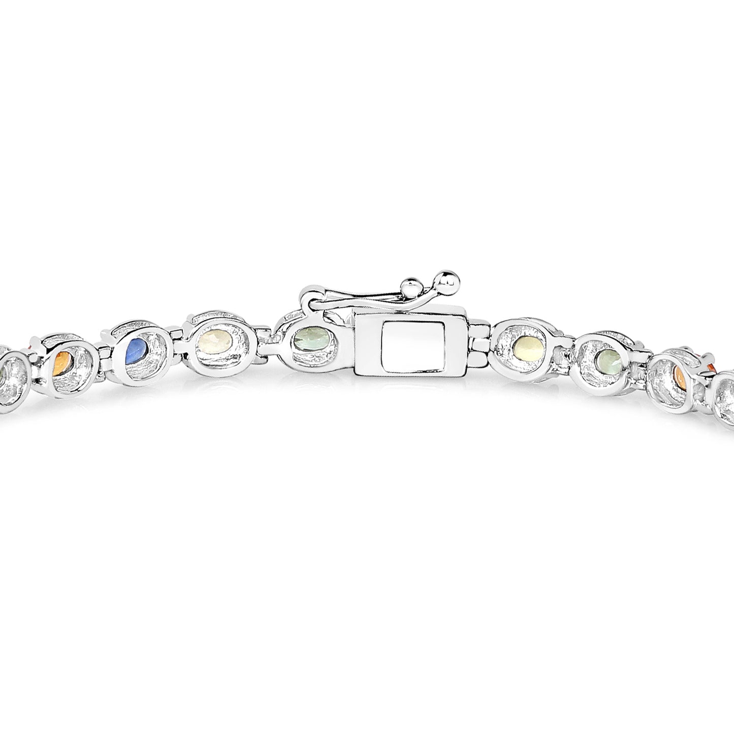 Multicolored Sapphire Tennis Bracelet 5.38 Carats Sterling Silver